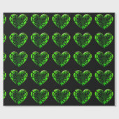 Gothic St. Patrick's Day Green Heart Wrapping Pape Cadeaupapier (Vlak)