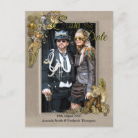 Gothic - Steampunk Leather Lijst Save the Date