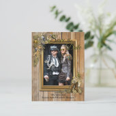 Gothic - Steampunk On Wood Bewaar de datum Aankondigingskaart (Staand voorkant)