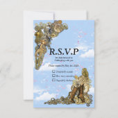 Gothic - Steampunk RSVP op Gold Leather Kaartje (Voorkant)