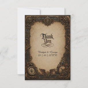 Gothic Steampunk Tandwiel Klok Bruiloft Bedankkaart