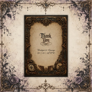Gothic Steampunk Tandwiel Klok Bruiloft Bedankkaart