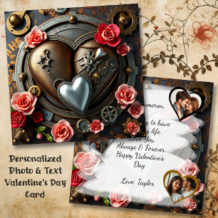 Gothic Steampunk Valentijnsdag fotosjabloon Kaart