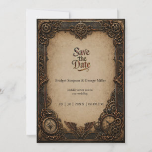 Gothic Steampunk Versnellingsklok Bruiloft Kaart