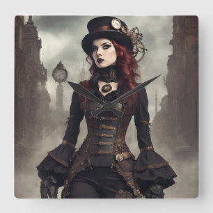 Gothic Steampunk Vierkante Klok