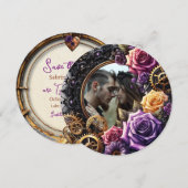 Gothic Steampunk Wedding Save the Date (Voorkant / Achterkant)
