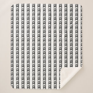 Gothic striped pattern with skulls sherpa deken