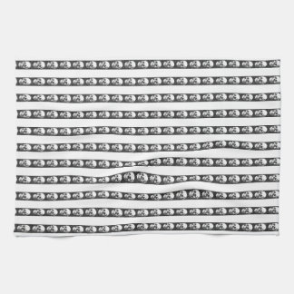 Gothic striped pattern with skulls theedoek