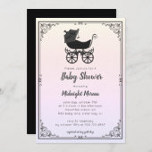 Gothic Stroller Bat Baby shower Invitation Kaart (Voorkant / Achterkant)
