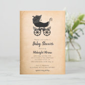 Gothic  Stroller Bat Baby shower Invitation Kaart (Staand voorkant)