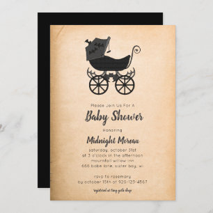 Gothic Stroller Bat Baby shower Invitation Kaart