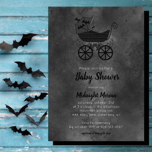 Gothic  Stroller Bat Baby shower Kaart