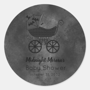 Gothic Stroller Bat Baby shower Ronde Sticker