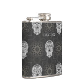 Gothic Sugar Skull and Grey Geometric Personalised Heupfles (Rechts)