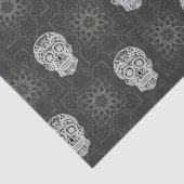 Gothic Sugar Skull en Grey Geometric Pattern Tissuepapier (Detail)