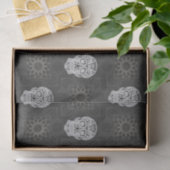 Gothic Sugar Skull en Grey Geometric Pattern Tissuepapier (Geschenk)