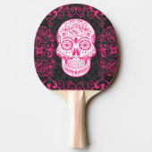 Gothic Sugar Skull Pink Black Ping Pong Paddle Tafeltennisbatje (Achterkant)