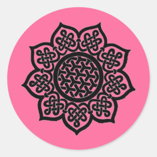 GOTHIC SUN Black Pink Celtic Knoins Ronde Sticker
