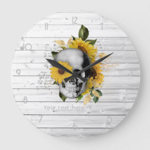 Gothic Sunflower Skeleton Large Clock Grote Klok