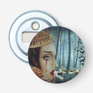 Gothic Surreal Unieke Collage Sad Queen of Hearts Button Flesopener