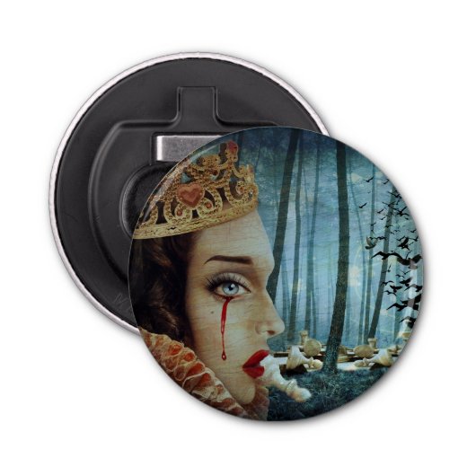 Gothic Surreal Unieke Collage Sad Queen of Hearts Button Flesopener (Voorkant)