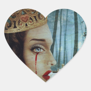 Gothic Surreal Unieke Collage Sad Queen of Hearts Hart Sticker