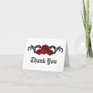 Gothic Swirl Rozen Dank je wel kaart, rood Bedankkaart