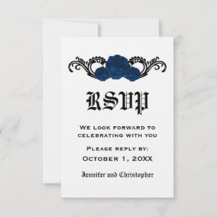 Gothic Swirl Rozen Response Card, Blue Kaart
