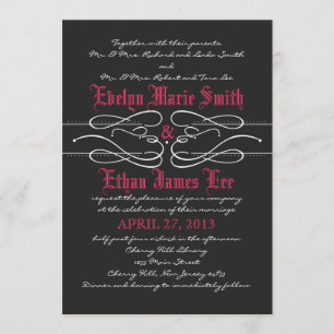 Gothic Swirl Wedding Invitation Kaart