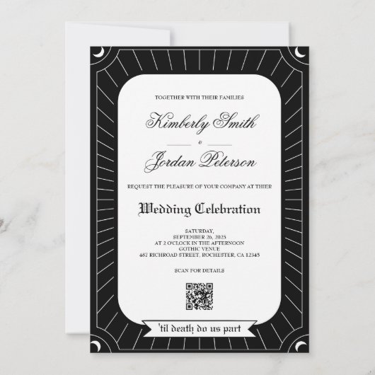 Gothic Tarot Kaart Wedding Invitation QR Code (Achterkant)