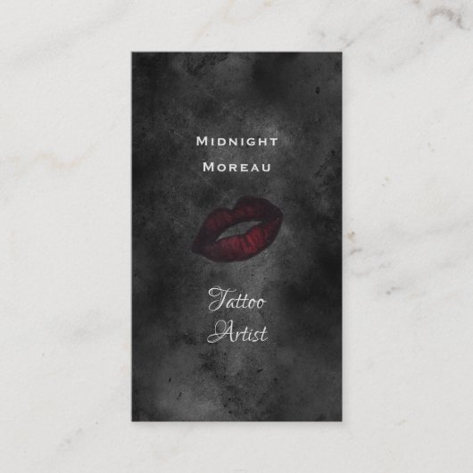 Gothic Tattoo Artiest Red Lips QR Code Visitekaartje (Voorkant)