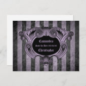 Gothic thema zwart en paarse opslaan de datum brui aankondigingskaart (Voorkant / Achterkant)
