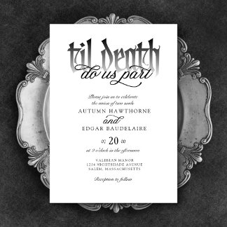 Gothic Til Death bruiloft uitnodiging
