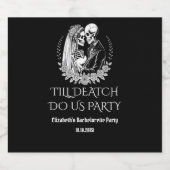 Gothic Til Death Party Skeleton Paar Bachelorett Sparkling Wijnetiket (Enkel label)