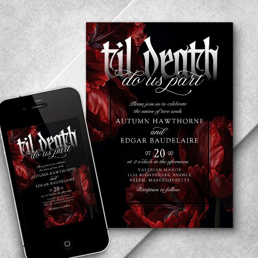 Gothic Til Dood Bruiloft Kaart