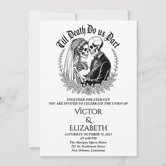 Gothic Till Death Do Us Part Een Skeleton-bruiloft Kaart (Voorkant)