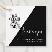 Gothic tot de dood ons deel bruiloft dank u bedankjes labels (Voorkant)