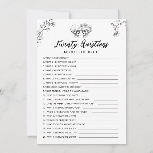 Gothic Twenty questions sur la carte de jeu de mar (Devant)