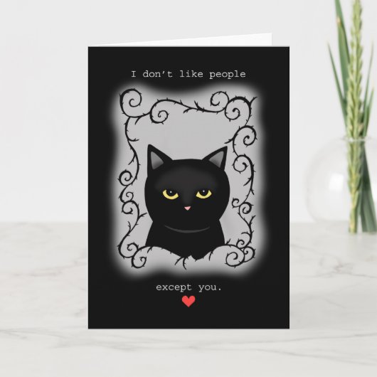 Gothic Valentijn Grumpy Black cat Love Jubileum Kaart (Voorkant)