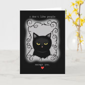 Gothic Valentijn Grumpy Black cat Love Jubileum Kaart (Gele Bloem)