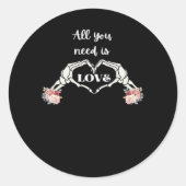 Gothic Valentijnse Classic - Skelet Handen Hart Ronde Sticker (Voorkant)