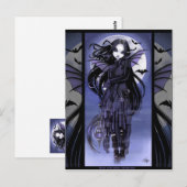 Gothic Vampire Bat Fairy Paarse Moon Morgan Postca Briefkaart (Voorkant / Achterkant)