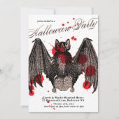 Gothic Vampire Bat Halloween Party Invitation Kaart (Voorkant)
