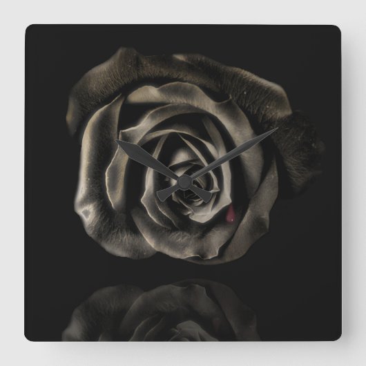 Gothic Vampire Black Rose Clock Vierkante Klok (Voorkant)
