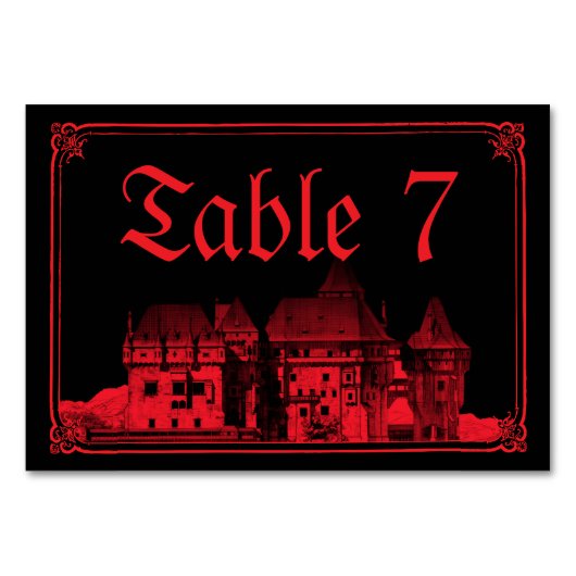 Gothic Vampire Castle Black Red Wedding Kaart (Voorkant)