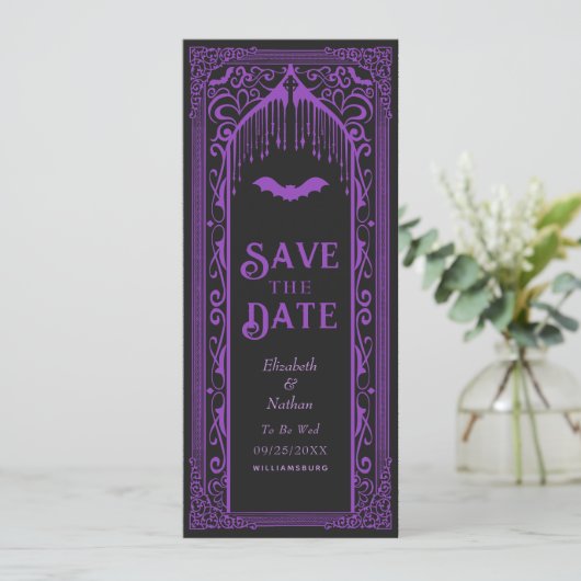 Gothic Vampire Cathedraal Save the Date Kaart (Staand voorkant)