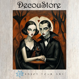 Gothic Vampire Couple with Wine Glass Decoupage Tissuepapier