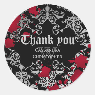 Gothic vampire Halloween wedding thank you Ronde Sticker