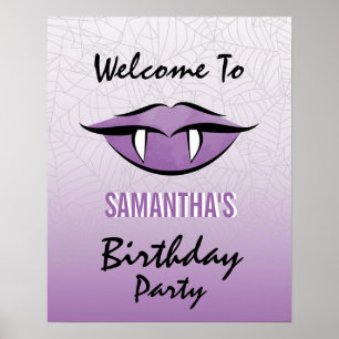 Gothic Vampire Lips Halloween Birthday Poster