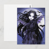 Gothic Vampire vleermuizen Paars Maan Briefkaart (Voorkant / Achterkant)